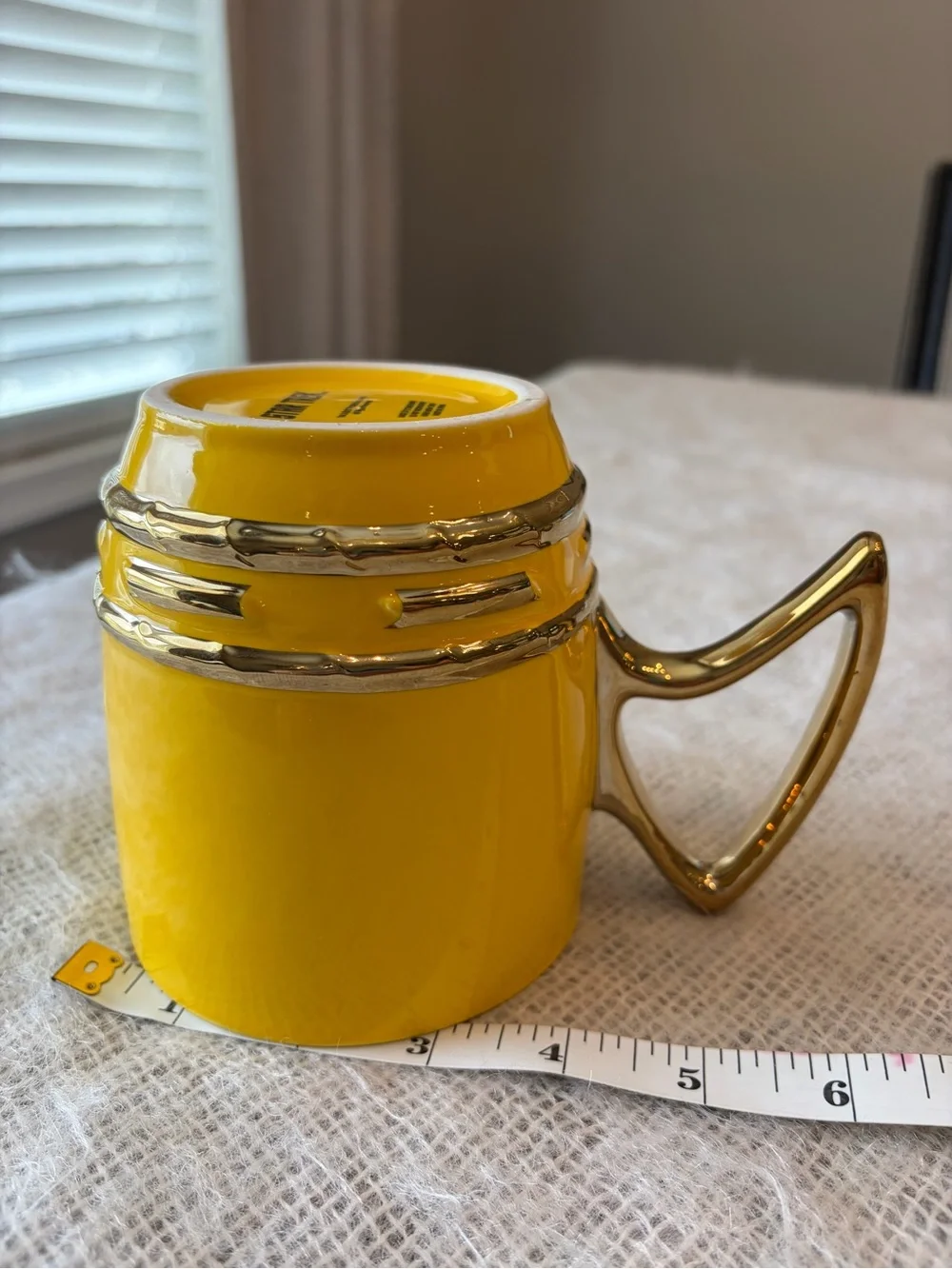 Star Trek star fleet stoneware yellow coffee mug.  22oz.
